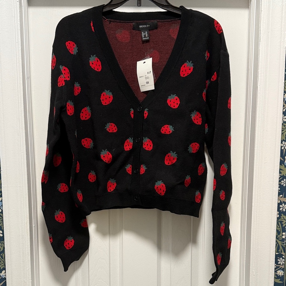 Strawberry Cropped Cardigan